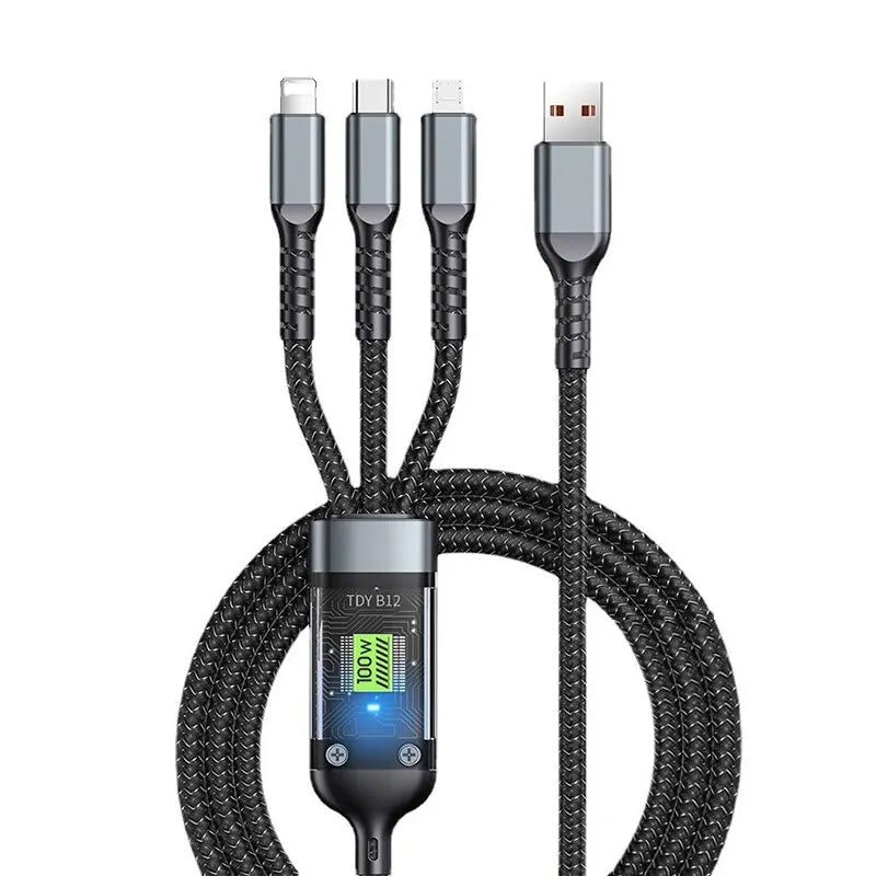 3-in-1 USB-C Fast Charging Cable 100W | Universal Charger for iPhone, Android & More
