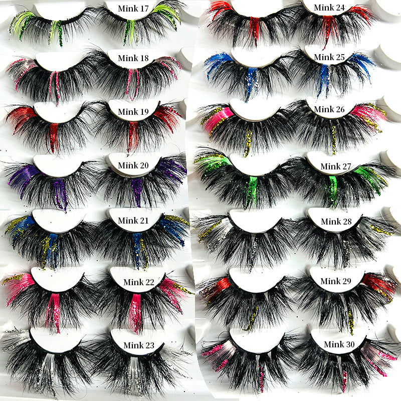 Leuchtend rosa Nerzhaar-Wimpern mit farbigen Pailletten, 25 mm lang, wiederverwendbar 10–15 Mal, präsentiert von Qwox-Shop.com-23.jpg
