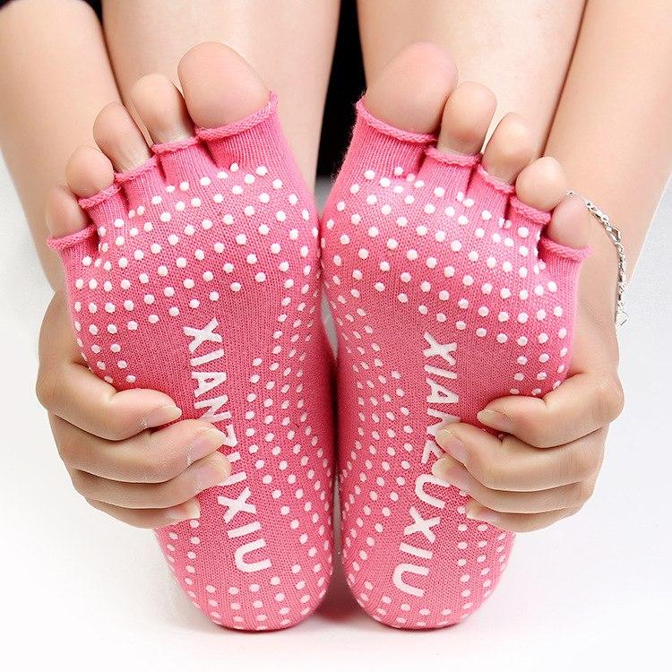 Exklusive Frauen-Yoga-Socken halber Zeh-2.jpg