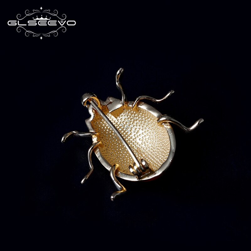 GLSEEVO 925 Sterling Silber Marienkaefer Brosche_Handgefertigter Schmuck mit Glueckssymbol-10.jpg