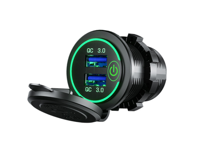 36W QC 3.0 Touch Schalter Wasserdichte USB-Ladebuchse für Motorrad, Auto, Lkw, Boot-12.jpg