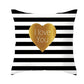 Schwarz-weißer Herz-Kissenbezug - Valentinstagsdekoration