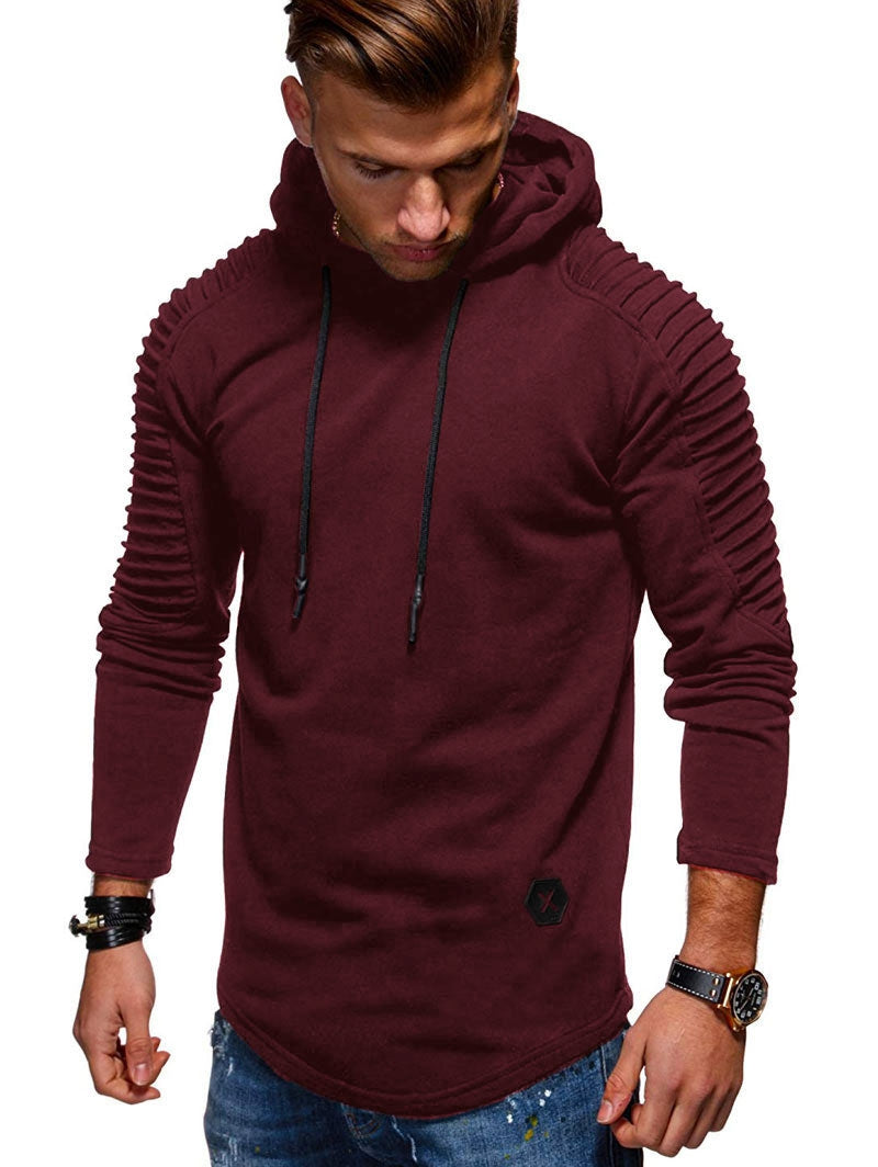 Einfarbiger Plissierter Fleece-Hoodie mit Langen Ärmeln-110.jpg