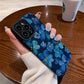 Handyhülle für iPhone - Blue Camellia Design, Kunstleder, Weiches Case-08.jpg