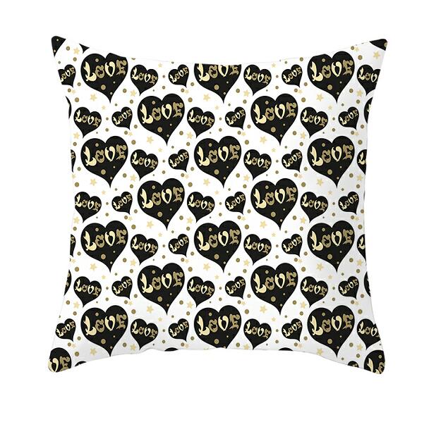 Black and white heart pillowcase - Valentine's Day decoration