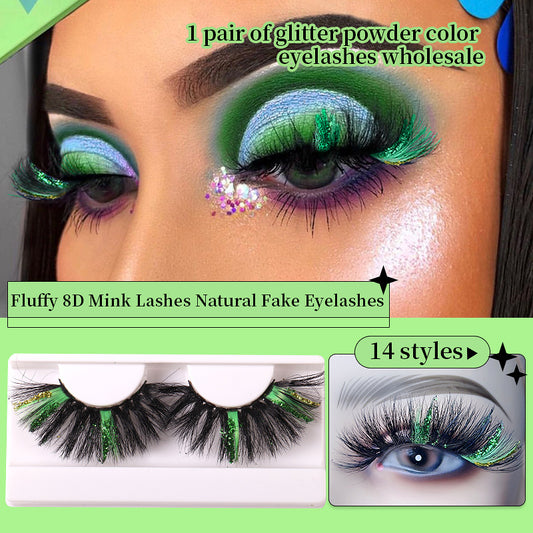 Leuchtend rosa Nerzhaar-Wimpern mit farbigen Pailletten, 25 mm lang, wiederverwendbar 10–15 Mal, präsentiert von Qwox-Shop.com-20.jpg