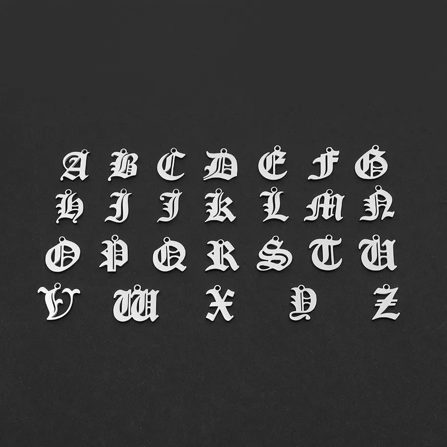 Neue Gothic Anfangsbuchstaben Anhänger Halskette - Edelstahl Kuba Kette-14.jpg
