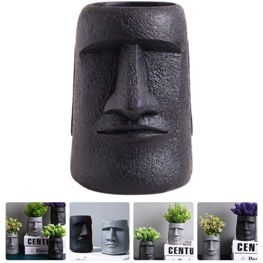 Pflanzen Dekor Kopf Blumentopf Sukkulenten Schüssel Moai Kopf Pflanzer Gesicht Blume Vase Harz Moai Blumentopf Sukkulenten Töpfe Büro