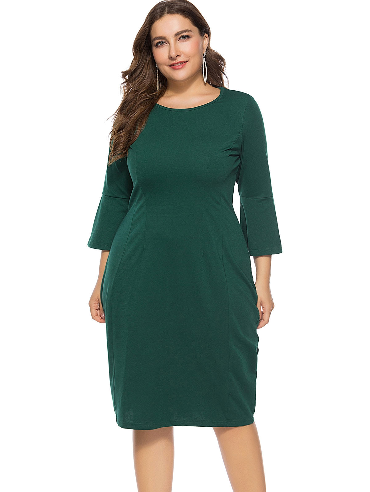 Elegantes Plus Size Bell Sleeve Etuikleid-15.jpg