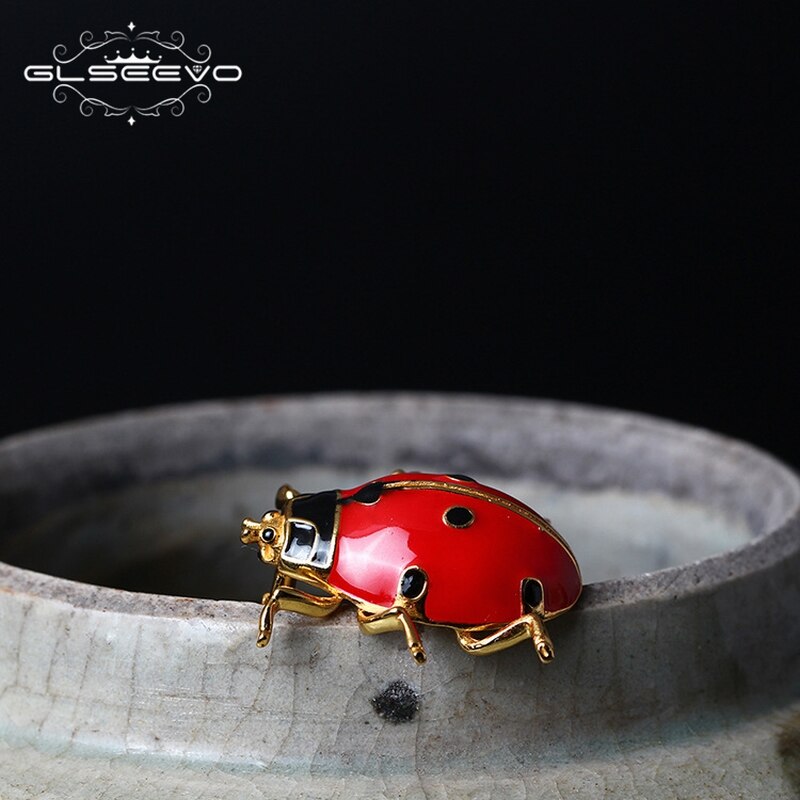 GLSEEVO 925 Sterling Silber Marienkaefer Brosche_Handgefertigter Schmuck mit Glueckssymbol-09.jpg